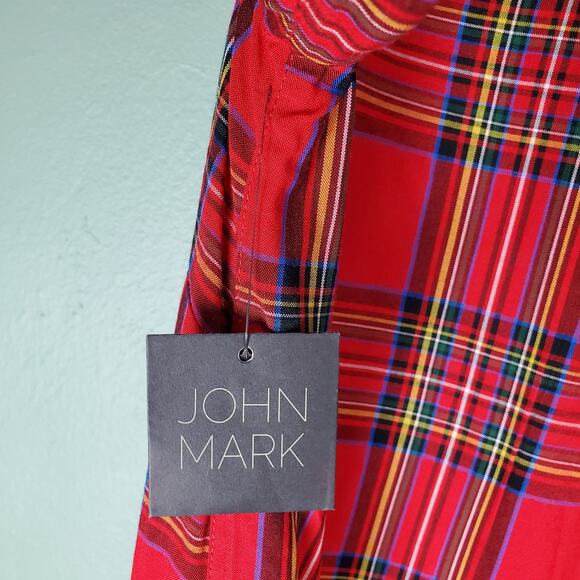 John Mark Womens Red Plaid Button Up Velour Tunic Top Size XS - Picture 8 of 8